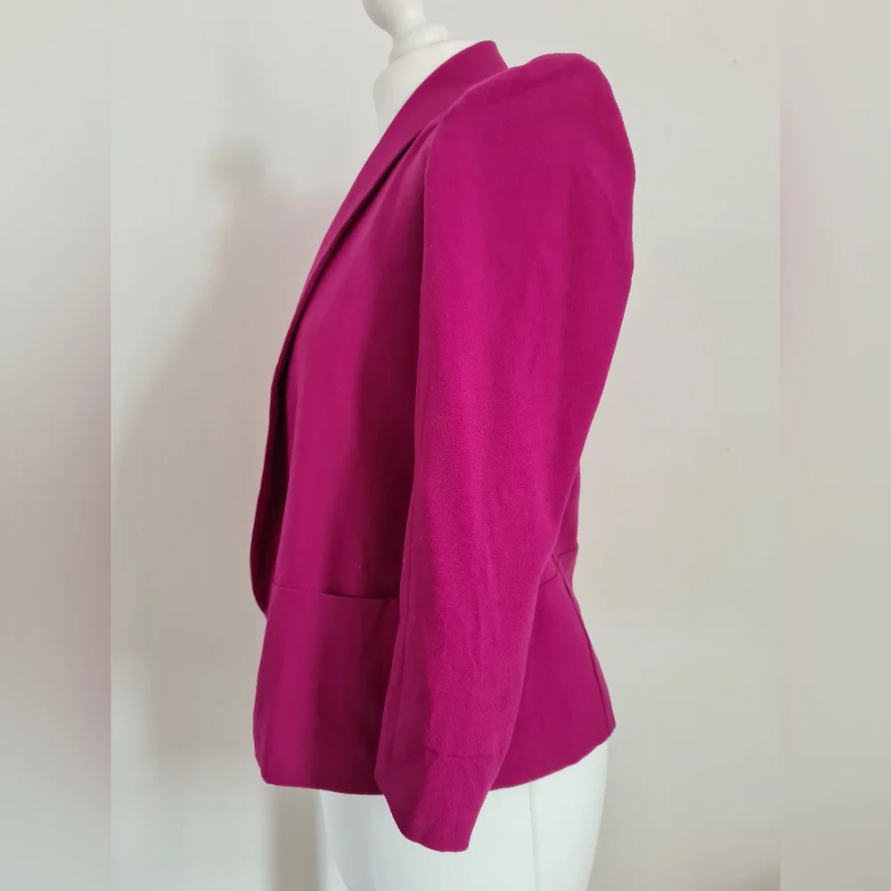 River Island pink blazer jacket size 6 open front edge to edge style 3/4 sleeves - Picture 2 of 9